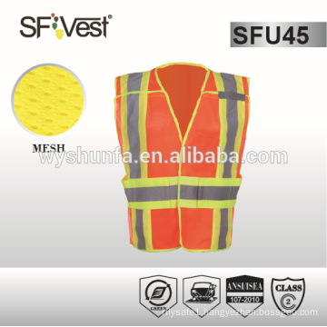 reflective safety vest 3m reflective tape latest design in 2015 with 5pt breakaway ANSI/ISEA 107-2010